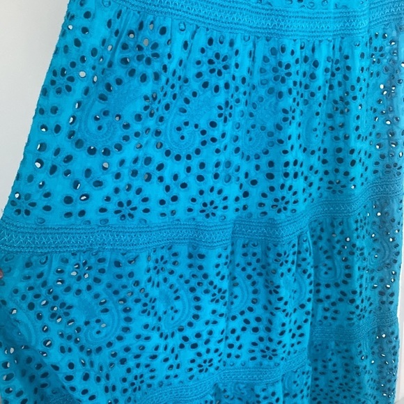 Alice + Olivia Women's Blue Eyelet Off Shoulder Maxi Dress Size Small $696 - Picture 4 of 10